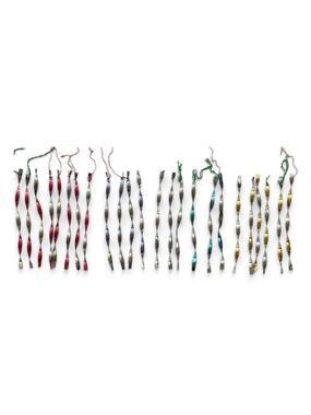 Vtg MCM Twisted Christmas Metal Icicles Tinsel Multicolored Tree Ornament 24ct